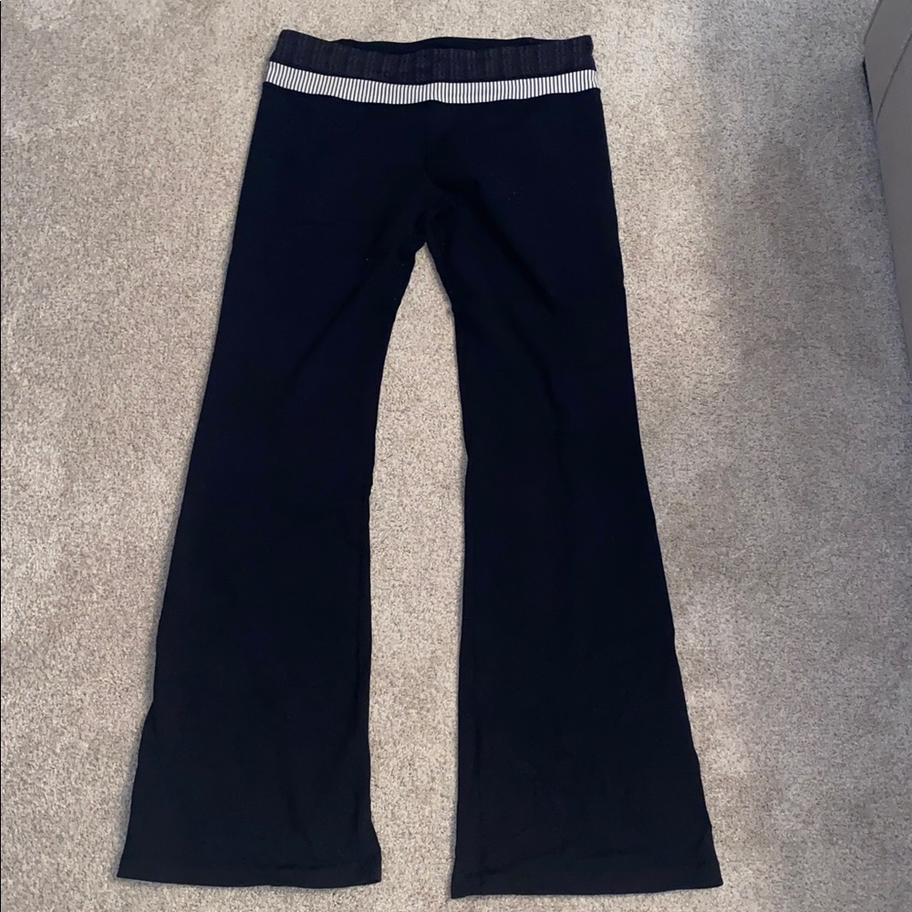 Lululemon Black Flared Pants with Striped Waistband